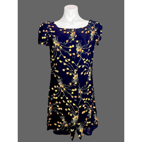 Elizabeth Wayman New York Blue‎ Square Neck Floral Dress Buttons Down Back 10 - Picture 3 of 12